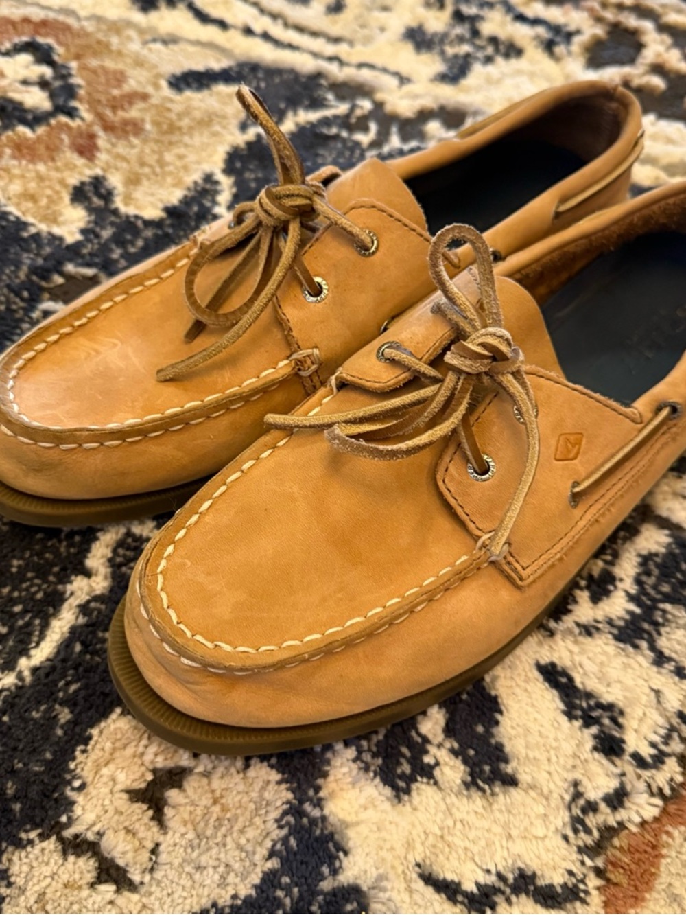 Sperry Leather Boat Shoes Tan Lace Up Size 7.0